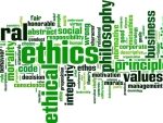 Ethics word cloud concept. Vector illustration