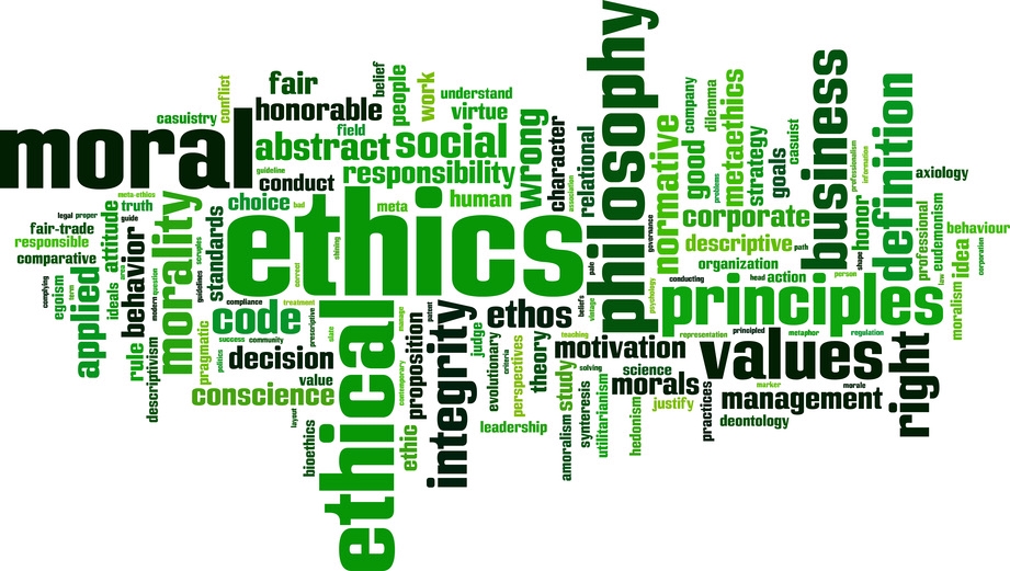 Ethics word cloud concept. Vector illustration