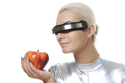 Cyber woman with an apple