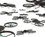 Drones Invasion Isolated on White Background 3D Illustration.