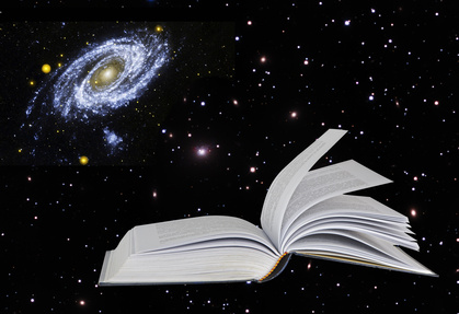 book on star background.Elements of this image furnished by NASA