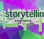 Storytelling word cloud concept with abstract background