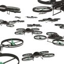 Drones Invasion Isolated on White Background 3D Illustration.
