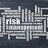 risk management word cloud on a slate blackboard